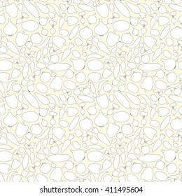 Seamless Vegetables Pattern Outline Series Background