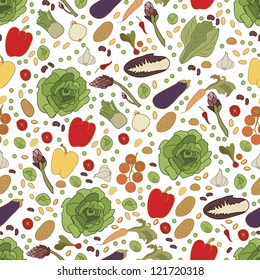Seamless vegetables pattern vector illustration