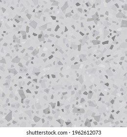 Seamless Venetian Abstract Texture. Gray Vector Stone Background. Terrazzo Stone Trendy Pattern. Marble Rock Granite Pattern. Mosaic Terrazzo Italian Design. Glass Concrete Irregular Print. Floor Art