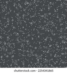 Seamless Venetian Pattern. Terrazzo Floor Marble Pattern. Mosaic Grey Italian Texture. Gray Vector Stone Background. Marble Terrazzo Classic Design. Glass Seamless Irregular Art. Floor Abstract Print