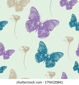 A seamless versatile pattern featuring silhouette of a rose flower with different colors of butterflies drawn in a lace texture. Ideal for clothing, decors, wallpaper, fashion, ornaments, garden etc.