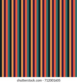 Seamless vertical abstract geometric vector pattern. Ornament of lines in colors black, orange, violet, red and green. Gift wrapping paper, bed sheets and interior, cloth, fabric.