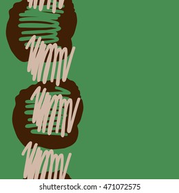 Seamless  vertical abstract pattern with scribbles, doodles,  spots, hole, copy space. Hand drawn.