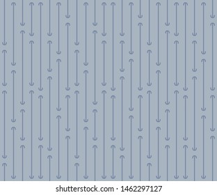 Seamless vertical anchor stripe of pattern vector. Design random line dark blue on light blue background. Design print for illustration, texture, wallpaper, background, interior. Set 4