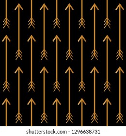 Seamless vertical arrow pattern vector. Design stripes gradient gold on black background. Design print for illustration, textile, wallpaper, background. Set 2