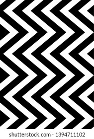 Seamless vertical black and white zigzag stripes pattern. Geometric repeating pattern of zigzag. Vector and illustration background design.
