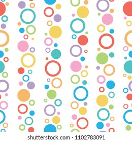 seamless vertical colorful bubble column vector pattern on white background