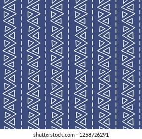Seamless vertical etno texture pattern. Repeating geometric tiles from striped triangles