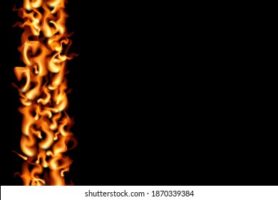 A seamless vertical fire strip. Vector illustration. Burning design.