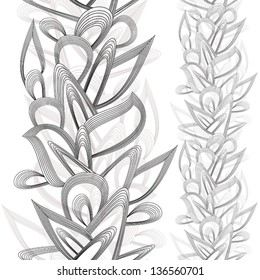 Seamless vertical floral abstraction, vector element.