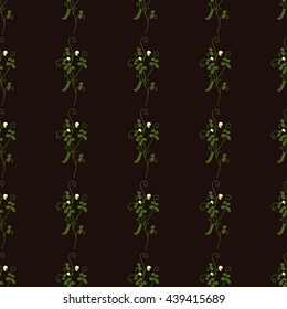 Seamless vertical floral fresh pattern with pea. Design for ecology, wallpapers, textile, packaging, wedding design, healthy card, greeting