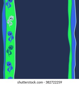 Seamless vertical floral pattern, doodles,branches, twigs, stamens, leaves,stripes, spots, copy space. Hand drawn.