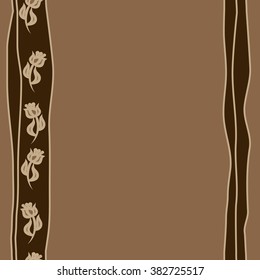 Seamless vertical floral pattern, doodles,branches, twigs, stamens, leaves,stripes, spots, copy space. Hand drawn.