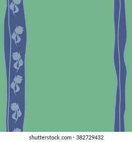 Seamless vertical floral pattern, doodles,branches, twigs, stamens, leaves,stripes, spots, copy space. Hand drawn.