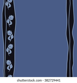 Seamless vertical floral pattern, doodles,branches, twigs, stamens, leaves,stripes, spots, copy space. Hand drawn.