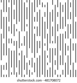 Seamless Vertical Line Pattern. Vector Black and White Chaotic Background. Abstract Minimal Design
