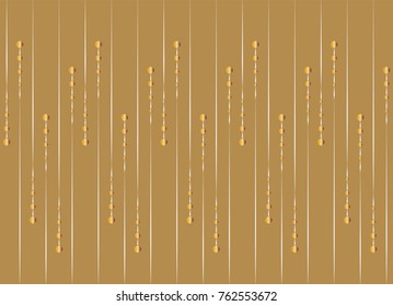 Seamless vertical line and sphere pattern vector. white gold on gold background. Design for textile, fashion, wallpaper.