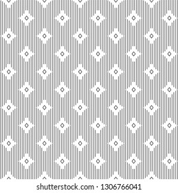 Seamless of vertical lines with rhombus shape pattern vector. Design stripes black on white background. Design print for illustration, wallpaper, textile, background, carpets. Set 1