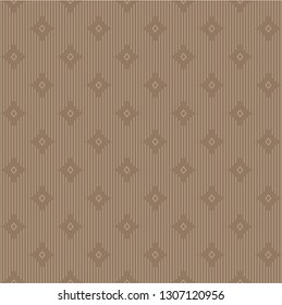 Seamless of vertical lines with rhombus shape pattern vector. Design stripes beige on brown background. Design print for illustration, wallpaper, textile, background, carpets. Set 7