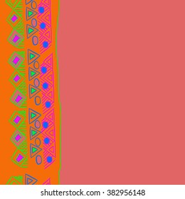 Seamless  vertical pattern, abstract, doodles,ellipses, bagels, stripe,quadrangles, triangles, copy space. Hand drawn.