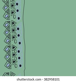 Seamless  vertical pattern, abstract, doodles,ellipses, bagels, stripe,quadrangles, triangles, copy space. Hand drawn.