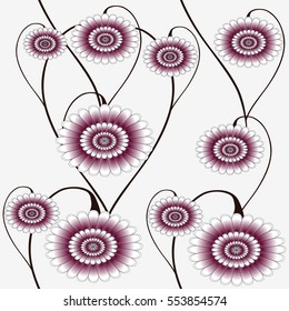 Seamless vertical pattern with abstract flowers.
