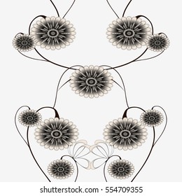Seamless vertical pattern with abstract flowers, a design element.