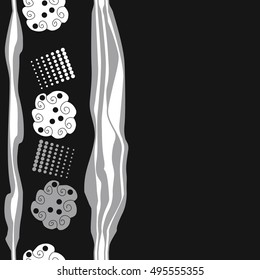 Seamless vertical pattern of  abstract motifs, stripes, halftone.