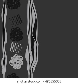 Seamless vertical pattern of  abstract motifs, stripes, halftone.