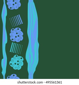 Seamless vertical pattern of  abstract motifs, stripes, halftone.