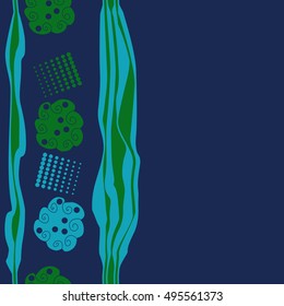Seamless vertical pattern of  abstract motifs, stripes, halftone.