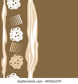 Seamless vertical pattern of  abstract motifs, stripes, halftone.
