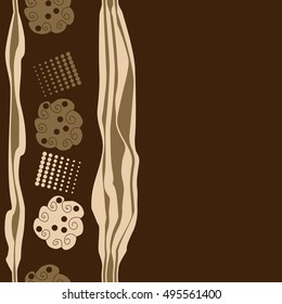 Seamless vertical pattern of  abstract motifs, stripes, halftone.