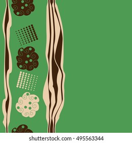 Seamless vertical pattern of  abstract motifs, stripes, halftone.