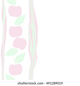 Seamless  vertical pattern with apple, stripes. Hand drawn.