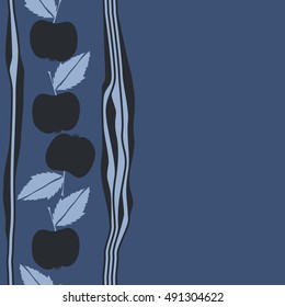 Seamless  vertical pattern with apple, stripes. Hand drawn.