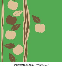 Seamless  vertical pattern with apple, stripes. Hand drawn.