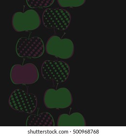 Seamless  vertical pattern with apples motif,halftone.