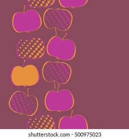 Seamless  vertical pattern with apples motif,halftone. 