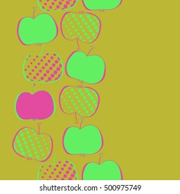Seamless  vertical pattern with apples motif,halftone.