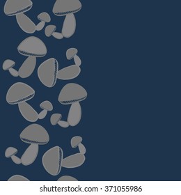 Seamless   vertical pattern  of autumn motif, hole,  spots, mushrooms, copy space . Hand drawn.