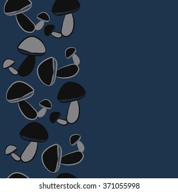 Seamless   vertical pattern  of autumn motif, hole,  spots, mushrooms, copy space . Hand drawn.