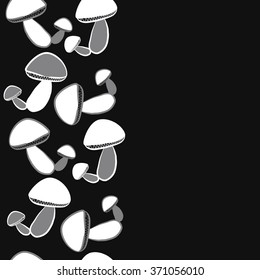 Seamless   vertical pattern  of autumn motif, hole,  spots, mushrooms, copy space . Hand drawn.