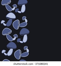 Seamless   vertical pattern  of autumn motif, hole,  spots, mushrooms, copy space . Hand drawn.