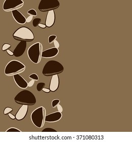 Seamless   vertical pattern  of autumn motif, hole,  spots, mushrooms, copy space . Hand drawn.