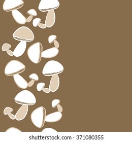 Seamless   vertical pattern  of autumn motif, hole,  spots, mushrooms, copy space . Hand drawn.