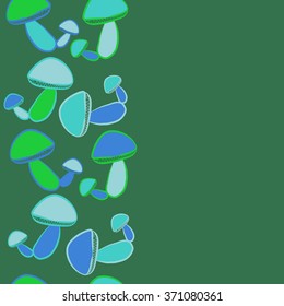 Seamless   vertical pattern  of autumn motif, hole,  spots, mushrooms, copy space . Hand drawn.