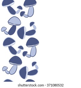 Seamless   vertical pattern  of autumn motif, hole,  spots, mushrooms, copy space . Hand drawn.