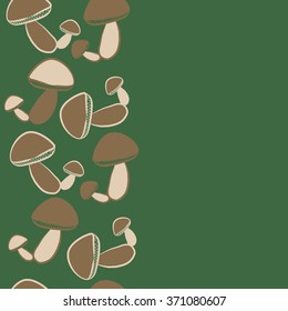 Seamless   vertical pattern  of autumn motif, hole,  spots, mushrooms, copy space . Hand drawn.
