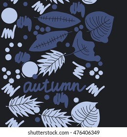 Seamless vertical  pattern with  autumn theme. Hand drawn.